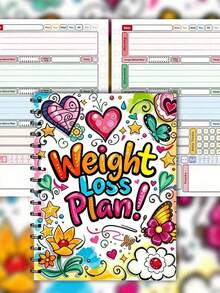 1Pc A5 Weight Loss Diary Journal, 104 Pages Fitness Log Book With Exercise Design, Motivational Health & Weight Management Tracker For Men & Women - multicolor - View 4