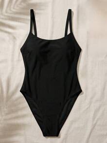 Swim SPRTY 新款夏季女士露背交叉绑带撞色滚边黑色性感度假连体泳衣 - 黑色 - 查看 7