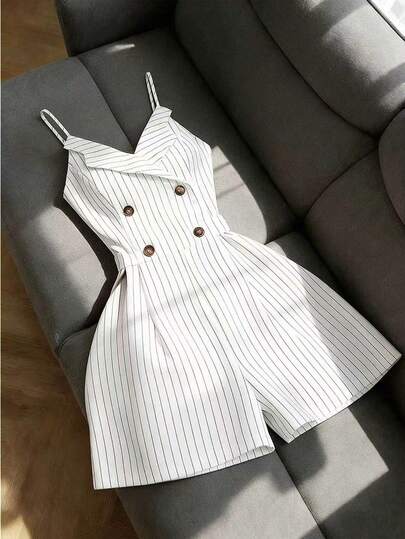 Franclia Mono elegante de rayas blancas y negras para mujer