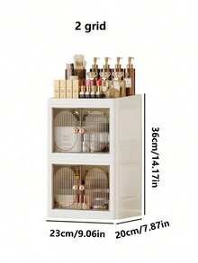 Foldable Makeup Organizer With Doors - Portable Desktop Storage Box For Cosmetics, Skincare, Multi-Layer & Collapsible - Multicolor - View 23