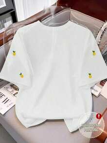 Resyla Plus Size Lemon & Fruit Print T-Shirt, Summer - White - View 2