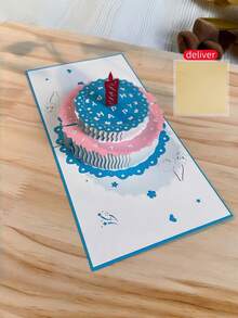 Zazumi 3D Pop Up Birthday Card - Laser Cut Cake Design, Elegant Greeting Card With Flowers, Handcrafted & Special Gift - multicolor - View 12