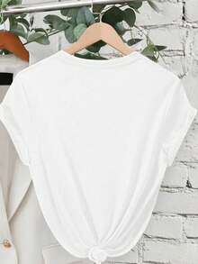 EMERY ROSE Line Style Cocktail Vacation Meet Me Poolside Print Casual Plus-Size T-Shirt White Summer - White - View 2