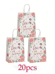 4/12/20/25 Pcs Rose Gold Foil Flower Gift Bags, Suitable For Wedding, Bridal Shower, Birthday, Business Shopping, Party Favors, Graduation - Multicolor Paper Bags, Applicable For Festivals, Class Reunions, Parties And Various Occasions - Multicolor - View 13