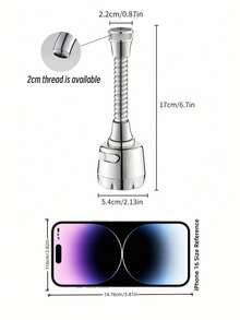 1pc Universal Water-Saving Faucet Extender Anti Splash Spray Head With Filter For Kitchen Bathroom Sink Fall Home Upgrade Back To School Essentials Must Haves - Medium-length 2-mode hose silver big head - View 8
