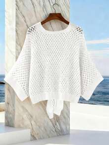 GlowEve Áo khoác cardigan nữ dáng rộng, thời trang, đa năng, gợi cảm, cổ chữ V khoét rỗng, thắt nơ phía trước. - trắng - Xem 2
