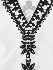 EMERY ROSE Camicia casual con stampa posizionata, taglie comode - Bianco e nero - Visualizzare 5