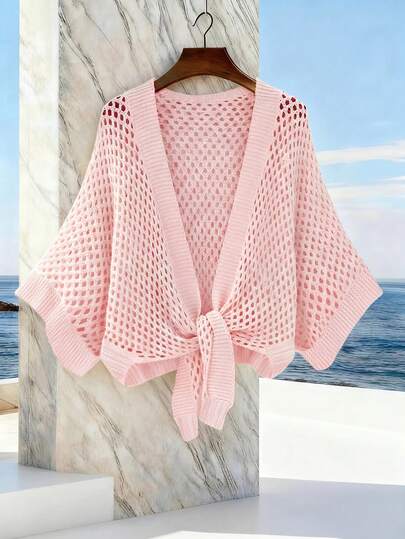 GlowEve Áo khoác cardigan nữ dáng rộng, thời trang, đa năng, gợi cảm, cổ chữ V khoét rỗng, buộc dây.