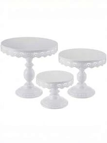 Elegante soporte de pastel de metal blanco con detalles de encaje - Bandeja de exhibición de postres de varios niveles para cupcakes, fiestas de cumpleaños y eventos - Multicolor - Ver 15