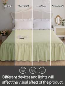 Cirelle 1pc Ruffled Elastic Bed Skirt – Soft & Elegant Princess Style Bed Sheet Cover For Single, Double & King Size Beds, Machine Washable, Cloud-Like Comfort - Green - View 6
