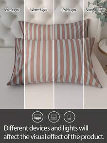 Joivida 1pc 100% Cotton Striped Pillowcase – Envelope Closure Soft Breathable Bed Pillow Cover, Simple Dorm & Bedroom Decor, Machine Washable - Multicolor - View 9