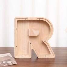 木质大字母存钱罐，字母造型，可定制首字母，趣味生日、圣诞节、节日礼物 - 彩色 - 查看 16
