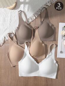SHEIN Set de 3 sujetadores inalámbricos sin costuras para mujer - Multicolor - Ver 3