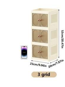 Foldable Makeup Organizer With Doors - Portable Desktop Storage Box For Cosmetics, Skincare, Multi-Layer & Collapsible - Multicolor - View 3