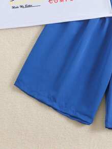 SHEIN Đồ bơi dài tay cho bé trai tuổi teen, họa tiết cây cọ nhiệt đới và chữ cái, kiểu dáng thường ngày, thích hợp cho bơi lội, kỳ nghỉ hè, bãi biển, hồ bơi, tiệc tùng. - Nhiều màu - Xem 7