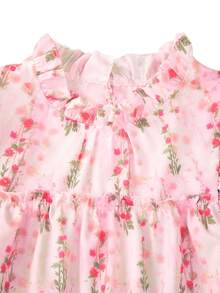 GlowEve 女士碎花荷叶边领宽松可爱衬衫 - 粉色 - 查看 3