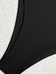 Swim SPRTY Summer New Women Plain Backless Spaghetti Strap Sexy One Piece Swimsuit Swimwear For Beach - Black - View 8