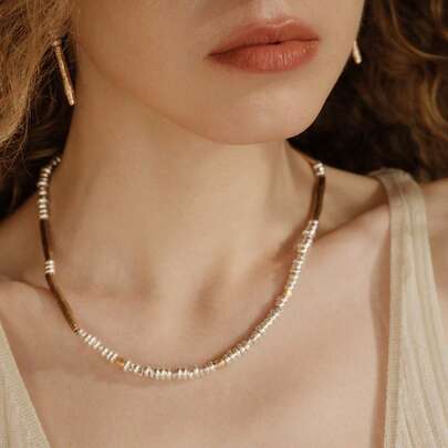 Opalesca Holiday Style Color Matching Necklace,Premium/Elegant/Classy/Dailywear/Minimalist,Pearl/Crystal,Summer/Beach/Prom/Party/Holiday/Vacation,Engagement/Wedding/Promise,Bride,Heart/Floral,Fairycore/Mermaid Core,18K Gold-Plated