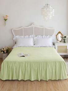 Cirelle 1pc Ruffled Elastic Bed Skirt – Soft & Elegant Princess Style Bed Sheet Cover For Single, Double & King Size Beds, Machine Washable, Cloud-Like Comfort - Green - View 8