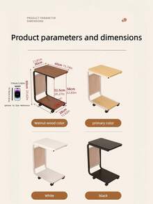 Mobile C-Shaped End Table With Wheels & Storage Pocket - Fits Over Couch/Bed, Portable Side Table For Living Room, Balcony - Multicolor - View 13