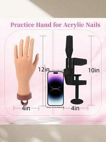 Set de pratique de nail art avec main en acrylique, support de main et modèle de main en PVC 1 pièce, faux ongles de modèle de doigt réaliste et pliable, convient aux débutants pour pratiquer le nail art, kit de gants d'entraînement, fournitures pour ongles, outils pour ongles, outils de nail art, rentrée scolaire, ongles, outils pour ongles à clipser - Nude - Voir 6
