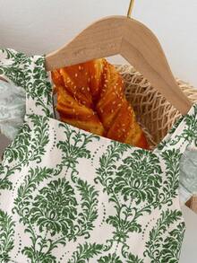 SHEIN 1 pieza Mono sin mangas con estampado floral pequeño para niña, adecuado para uso diario/salidas, primavera/verano/todo el año, conjunto para niñas pequeñas, atuendo de verano cómodo para niños - Verde - Ver 4
