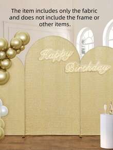 1PC Stretch Spandex Wedding Arch Cover & Photo Booth Backdrop - Seamless Solid Color Fabric For Outdoor Ceremony, Stage Divider, Event Decor - Gold - View 14