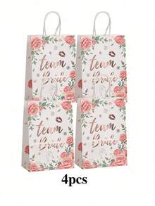 4/12/20/25 Pcs Rose Gold Foil Flower Gift Bags, Suitable For Wedding, Bridal Shower, Birthday, Business Shopping, Party Favors, Graduation - Multicolor Paper Bags, Applicable For Festivals, Class Reunions, Parties And Various Occasions - Multicolor - View 10