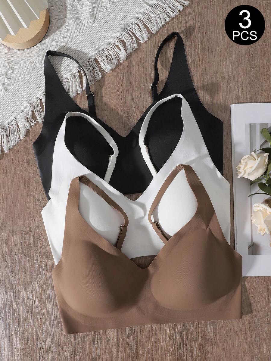 Set de 3 sujetadores inalámbricos sin costuras para mujer - Multicolor - Ver 1