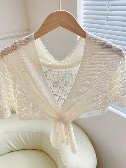 GlowEve New Arrival European And American Fashion Vacation Casual Mixed Color Knit Sweater Poncho