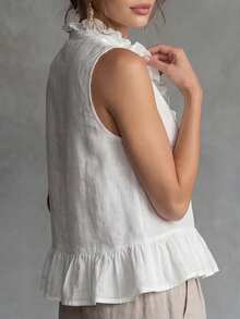 Balvessa Women's V-Neck Sleeveless White Blouse - White - View 2