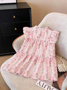 GlowEve 女士碎花荷叶边领宽松可爱衬衫 - 粉色 - 查看 2