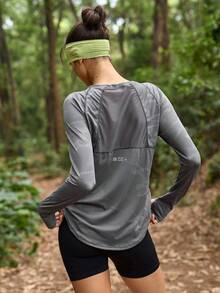 In My Nature Áo thun nữ thoáng khí, phối lưới, thích hợp cho yoga/pilates/chạy bộ/thể dục, độ co giãn cao, thân thiện với da, màu tím, thiết kế hở ngón, phù hợp cho các hoạt động thể thao ngoài trời mùa hè. - Màu xám đen - Xem 3