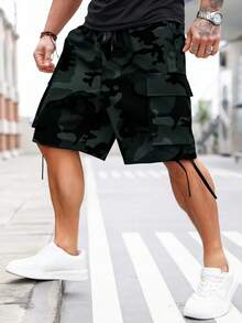 Manfinity Roughcore Pantalones cortos cargo de camuflaje talla grande para hombres - Multicolor - Ver 3