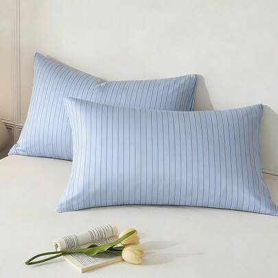 Joivida 1 chiếc vỏ gối 100% cotton, vỏ gối kẻ sọc đơn giản, vỏ gối kiểu phong bì, thích hợp để trang trí phòng ngủ, giường ngủ học sinh, trang trí ký túc xá.