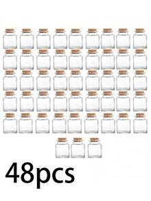 48 个带盖方形玻璃瓶，迷你玻璃罐，多用途小瓶，适用于糖果、药水、香料、DIY 手工艺品、礼品、生日、婚礼和派对。 - 彩色 - 查看 7