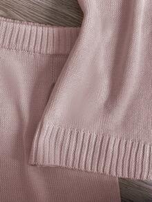 GlowEve Women's New Retro Single-Breasted Round Neck Solid Color Knit Sweater Vest Cardigan, Versatile Shorts Daily Outfit, 2-Piece Sweater Set - Pink - View 6