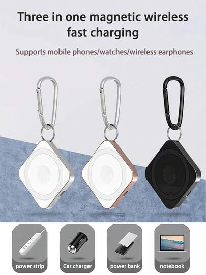 Teckwe One Piece Compact, Portable, Efficient, Fast Charging, Stable Magnetic Suction, Multiple Protection, Use, Multi-Color Optional Three In One Magnetic Wireless Charger, Made Of PC Material, 15W, 5W, 2.5W Output Suitable For Mobile Phones/Wireless Headphones/Smartwatches, Daily Use, Business Travel, Travel, Office, Home Gifts, Digital Enthusiasts, Tech Essentials Mobile Accessories, Smart Device Charger
