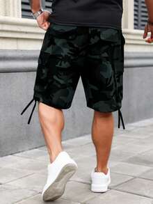 Manfinity Roughcore Pantalones cortos cargo de camuflaje talla grande para hombres - Multicolor - Ver 2