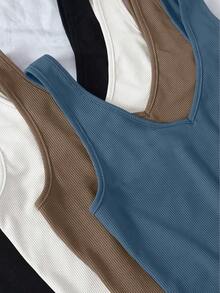 Chiquease 女士纯色宽松背心，休闲日常穿着 - 彩色 - 查看 4