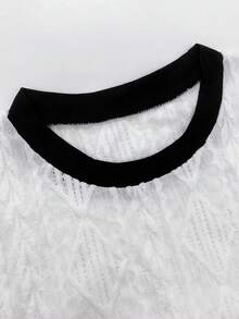 GlowEve CURVE Camiseta Plus Size Casual com Detalhes em Blocos de Cor - Branco - Ver 3