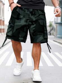 Manfinity Roughcore Pantalones cortos cargo de camuflaje talla grande para hombres - Multicolor - Ver 4