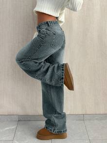 EURMUSE LOW WAIST BAGGY LOOSE STRAIGHT LEG JEAN - Baby Blue - View 6