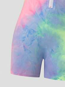 SHEIN 女童纯色针织高领半拉链修身连体运动服 - 彩色 - 查看 5