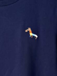 GlowEve Camiseta de mujer con cuello redondo y manga corta bordada - Azul Marino - Ver 4