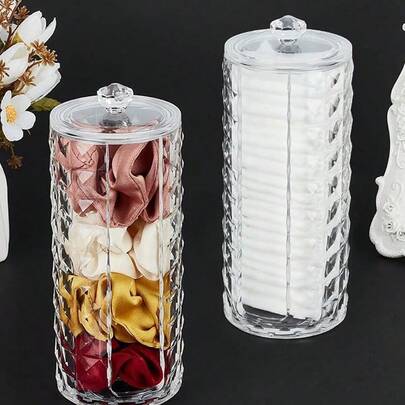 1 Acrylic Headband Holder, Transparent Headband Storage Rack, Portable Hair Accessory Storage Box With Lid, Perfect For Displaying Hair Rings, Women's Jewelry, And Cosmetic Accessories