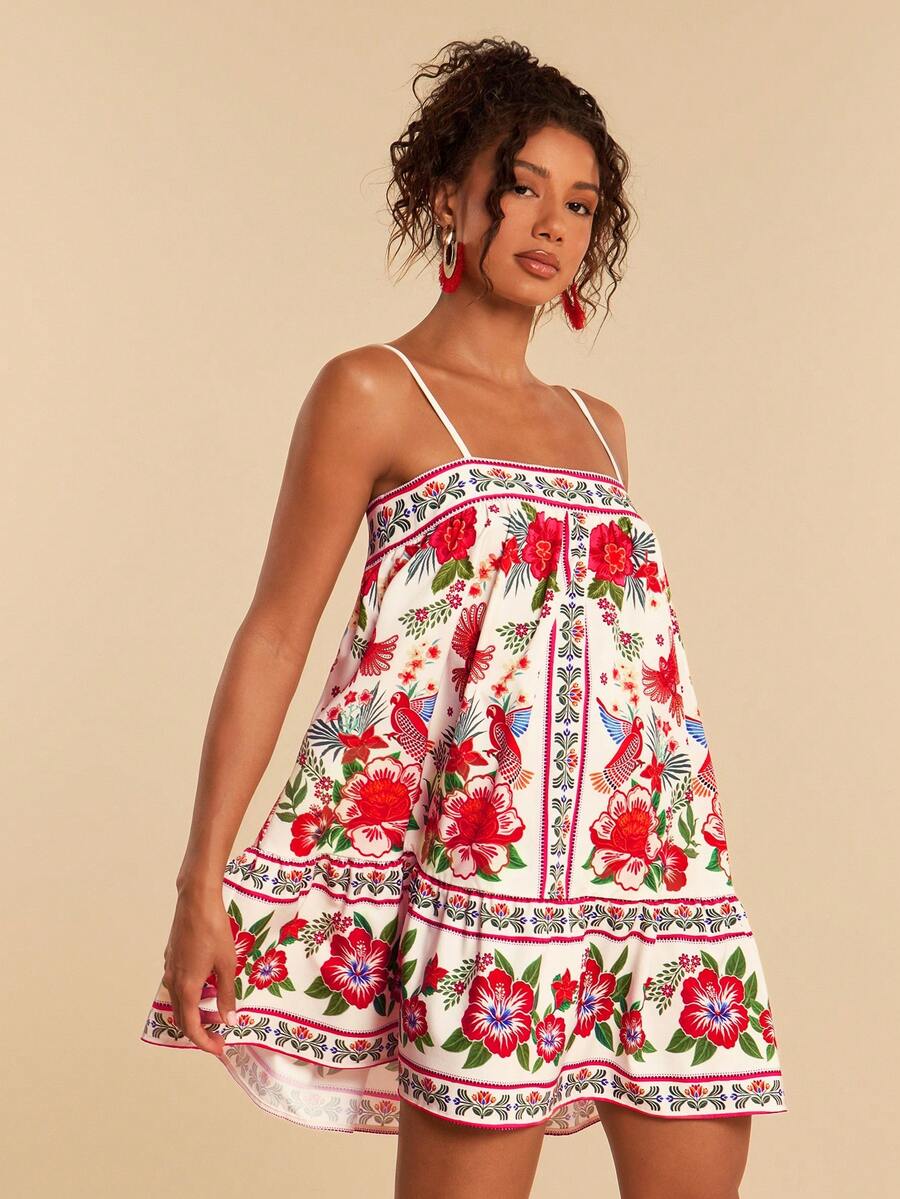 Travachic Tropical Print Spaghetti Strap Vacation Dress,Summer Dresses For Women - Multicolor - View 1