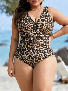 Swim Lushoire Áo tắm liền thân cỡ lớn dành cho nữ, màu trơn, khoét eo, xếp ly, thích hợp cho kỳ nghỉ. - Nhiều màu - Xem 1