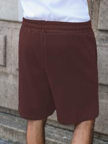 PAVTROS Pantalones cortos casuales con estampado de bloques de color para hombres jóvenes - Burdeos - Ver 2