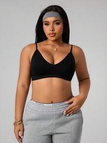 Slayform Women's Solid Color Everyday Fitness Sports Bra - Black - View 4